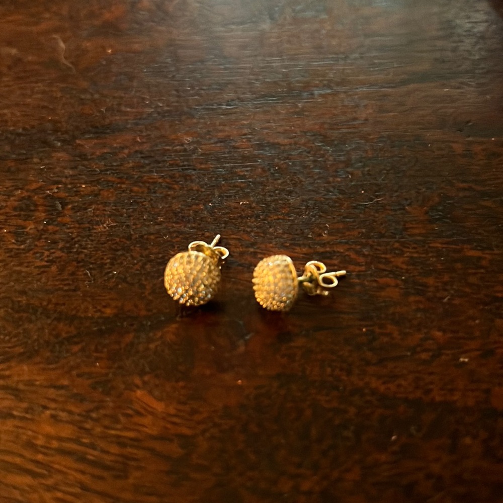 Gold-color earrings.